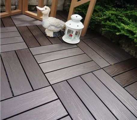 DIY Click Lock Outdoor Flooring Wood-Plastic Composite Decking Tiles for Garden Floor