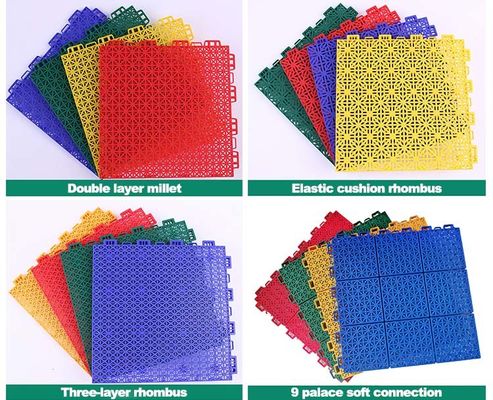 Weatherproof PP Suspended Flooring Modular Interlocking Floor Tiles 12 inches Sports