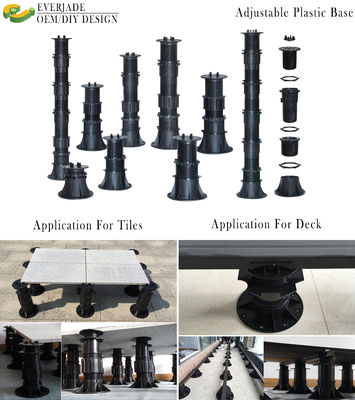 Adjustable Paver Plastic Pedestal Base Height Range 75-1360mm for Flooring Accessories