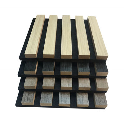 Tech Oak Walnut Wooden Veneer Wood PET Noise Absorbing Wall Panels Wood Slat Acoustic Panel
