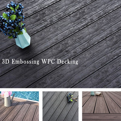 Custom Interlock Outdoor WPC Decking Board Above 18mm Thickness with Wood Grain Surface